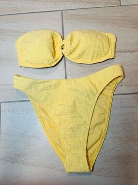 Abercrombie & Fitch Lemon Yellow Bandeau Bikini Set size XS/S